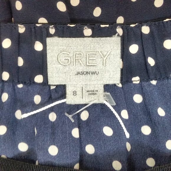 Grey Jason Wu Silk Navy Blue White Polka Dot Dress - Picture 10 of 11